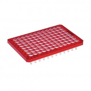 Планшет twin.tec®, 96 лунок, с полуюбкой, 250 мкл, PCR clean, красный